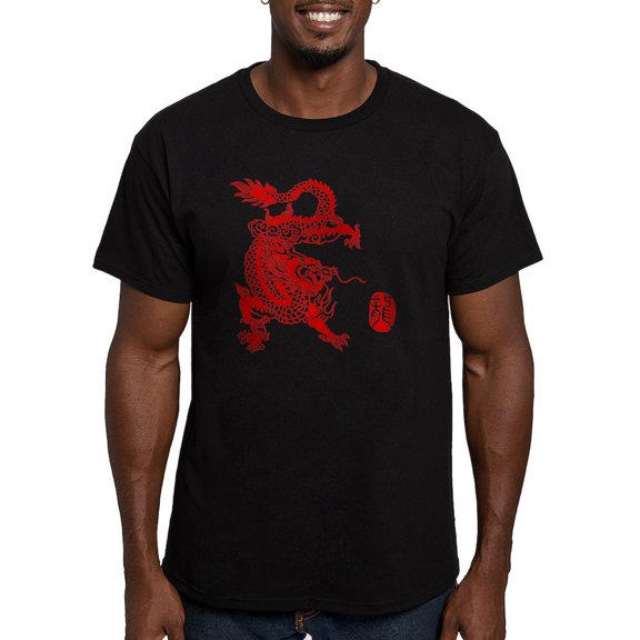 CafePress - Asian Dragon Men's Fitted T Shirt (Dark) - Men's Fitted T-Shirt