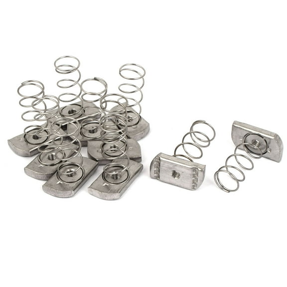 Unique Bargains M6 304 Stainless Steel Long Spring Strut Channel Nuts Silver Tone 10Pcs