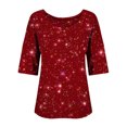 thumbnail image 6 of Endives Women's Christmas Shirt V Neck Shirt Snowflake Printed 3/4 Sleeve T Shirt, 6 of 6