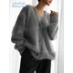 thumbnail image 4 of Cárdigan de punto grueso de lana de cachemira para mujer, suéter elegante de cuello en V con una sola botonadura y manga larga para otoño e invierno, chaqueta básica para mujer, 4 of 5