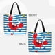 thumbnail image 2 of Easygdp Red Funny Crab on Blue Stripe Bolsa Tote para Mujer, Bolso de Hombro para Trabajo, Playa, Viajes, Compras y Supermercado, 2 of 7