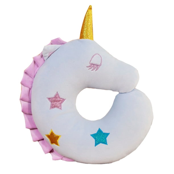 Unicornio De Dibujos Animados, Almohada Para Reposacabezas De Viaje, Animal En Forma De U, Cojín De Jirafa Para El Cuello, Juguete De Peluche Vogacara OD015814-02