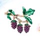 thumbnail image 3 of EeaseMX Broches elegantes de moda con forma de uva y fruta, broche de aleación con forma de gota de aceite, alfiler para el pecho, accesorios de joyería, regalo para mujeres y niñas., 3 of 8