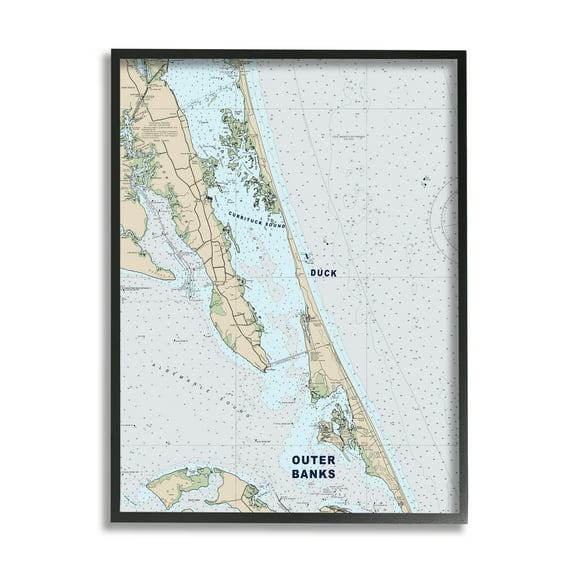 Stupell Industries Outer Banks North Carolina Cartography Nautical Map , 16 x 20, Designed by Daphne Polselli