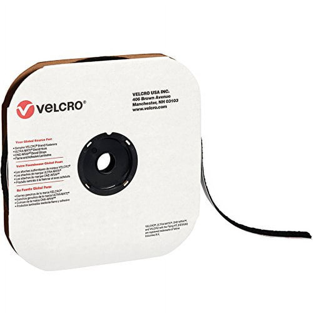 VELCRO® Tape Hook, 3/4" x 75', Individual Strips, Black