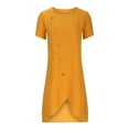 thumbnail image 5 of Casual Summer Dresses For Women Sevevn Women's Fashion Casual Solid Color Button Round-Neck Irregular Dress, 5 of 6