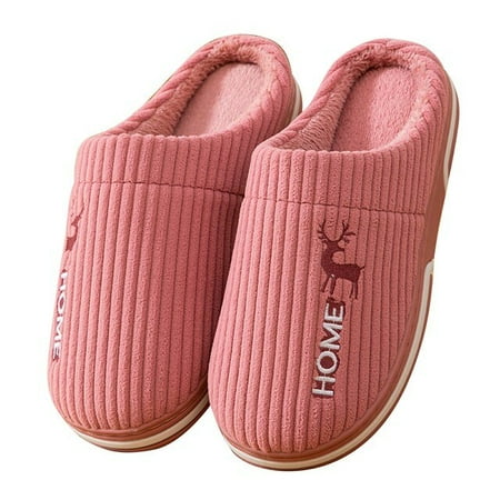 

PIKADINGNIS Women Men Couples Home Slippers New Fashion Warm Winter Furry Soft Short Plush Slipper Non Slip Bedroom Slides Indoor Shoes