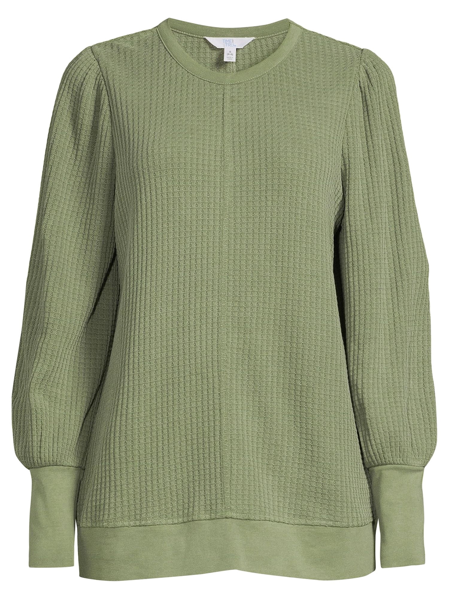 Time and Tru Women's Waffle Pullover Top