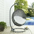 thumbnail image 3 of Modway Hide Steel Rattan Outdoor Patio Swing Chair with Stand in Gray/White, 3 of 7