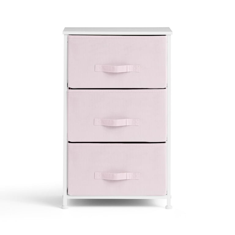 Rest Haven 3 Drawer Cube Storage Organizer, White/Pink 