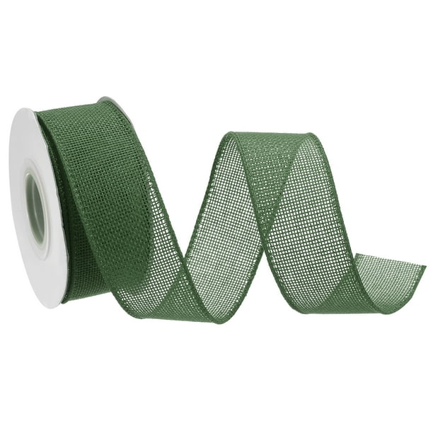 Cinta de Arpillera con Borde de Alambre Verde Claro 1-1/2 Pulgadas x 10 Yardas Cinta con Alambre para Empaque de Regalos
