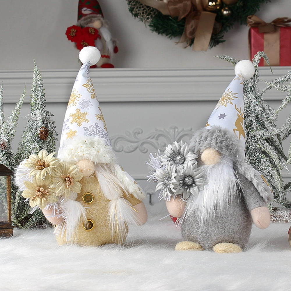 2 Pack Christmas Gnome Plush Decorations - Handmade Swedish Tomte ...