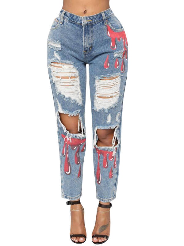 ankle length ripped jeans