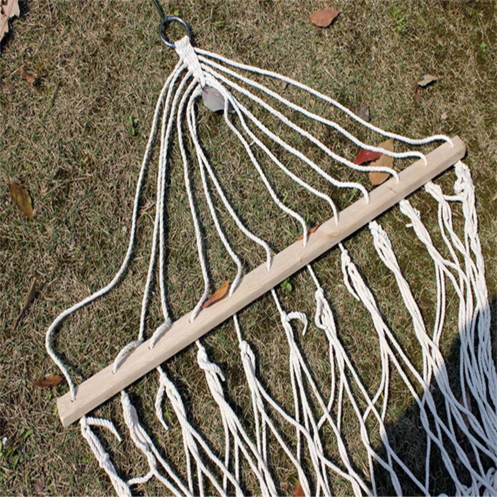 Archer Outdoor Travel Wooden Stick Cotton Rope Hammock Swing Hanging Sleep Bed Netting