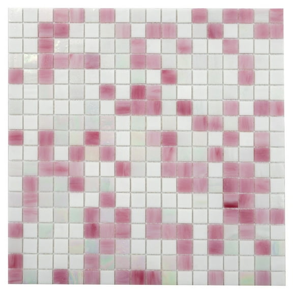 Apollo Tile Mingles 11.6 in. x 11.6 in. Glossy White and Soft Pink Glass Mosaic Wall and Floor Tile (18.69 sq. ft./case) (20-pack)