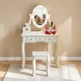 thumbnail image 2 of Hassch Vanity Set with Lighted Mirror and Stool, 23.6 Inch Makeup Dressing Table with 5 Storage Drawers for Small Space, White, 2 of 6