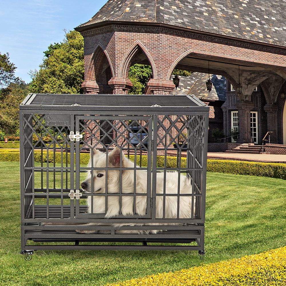 SMONTER Heavy Duty Dog Crate Y Shape Strong Metal Kennel for Large Dogs