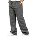 thumbnail image 2 of Mens Elastic Waist Pants Sevevn Full Elastic Waist Slant Pockets Side Pockets Straight Leg Relaxed Fit Cotton Woven Trousers for Casual Lounge Daily Wear, 2 of 5