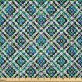 thumbnail image 2 of Ambesonne Ethnic Fabric by the Yard Microfiber, Diagonal Shapes Pattern Boho, 5 Yards, Dark Blue and Pale Seafoam, 2 of 2