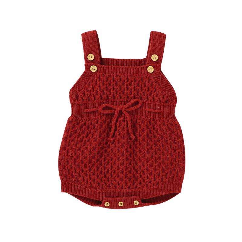 red knitted romper