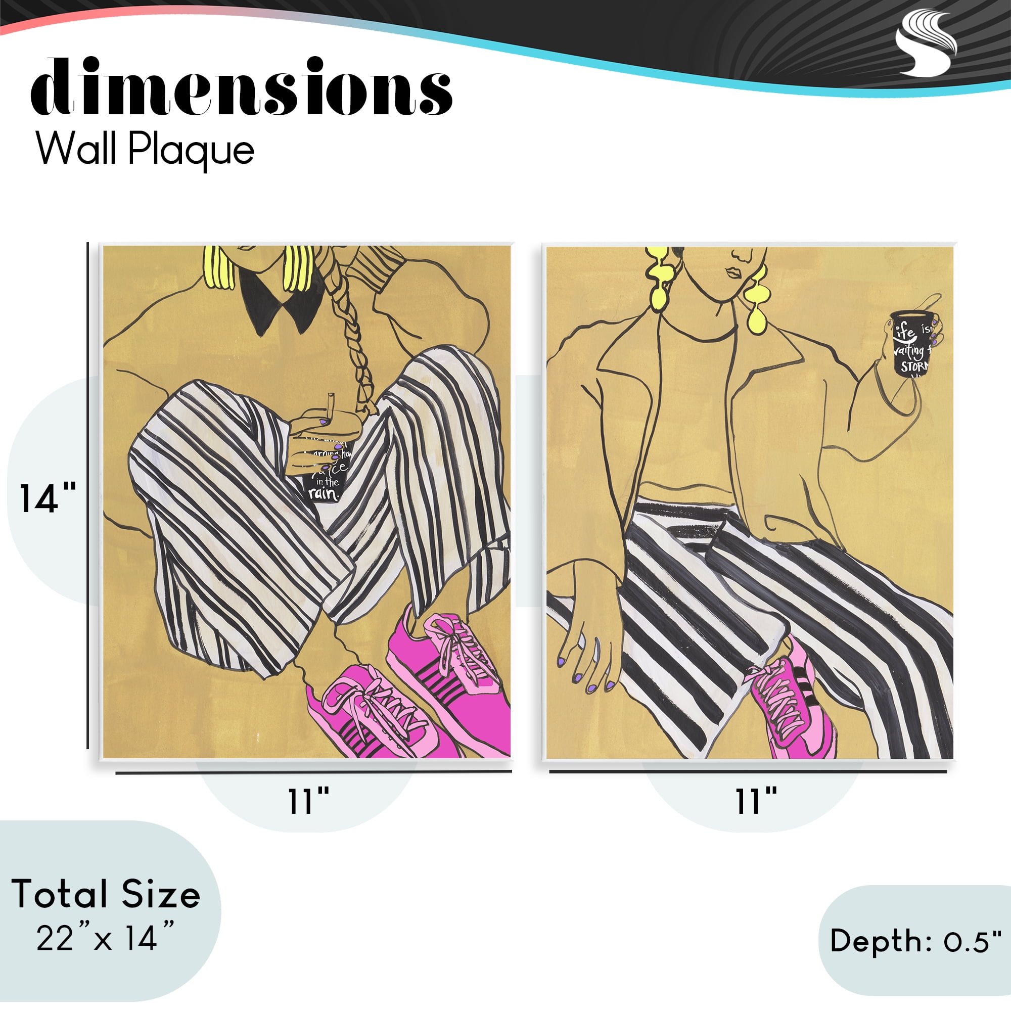Stupell Industries Crimson Thread Fashion Poses 2 Piece Wall Plaque Art Set, design by Melissa Wang