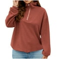 thumbnail image 1 of Timegard Half Zip Pullover Women High Neck Drop Shoulder Pullover Top Fall Casual Loose Sweatshirts, 1 of 9