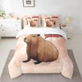 thumbnail image 2 of YST 7Pcs Cartoon Capybara Comforter Set, Watercolor Brown Capybara Gifts, Polyester, Queen Size (7 Count), 2 of 5