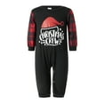 thumbnail image 4 of Christmas Family Pajamas Matching Set Hat Printed Pull on Top Plaid Pants Matching PJS Set, 4 of 7