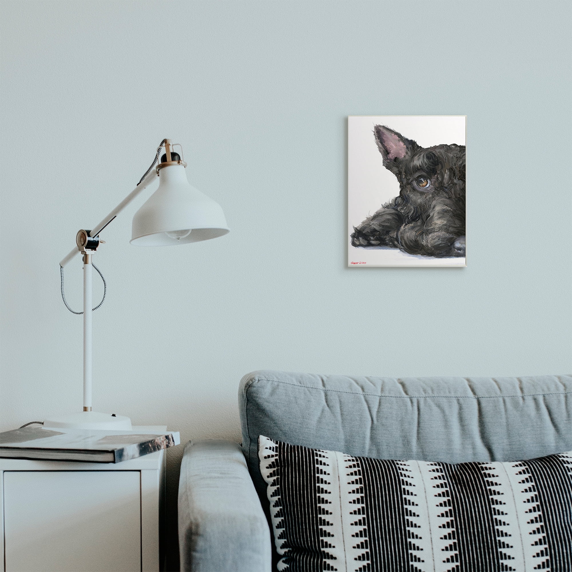 Stupell Industries Sleepy Scottish Terrier Portrait Adorable Pet Dog Wall Plaque, 10 x 15, Design by George Dyachenko
