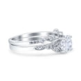 thumbnail image 2 of Two Piece Vintage Style Wedding Bridal Set Ring Band Round Simulated Cubic Zirconia 925 Sterling Silver Size 9, 2 of 5