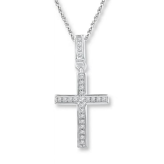 0.50 Ct Excellent Round Cut Real Diamond Latest Design Cross Pendant Necklace for Ladies Solid 14K White Gold With 18 inches chain