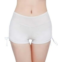 SWSMCLT Women's High Waisted Bikini Shorts Beach Boyshort Swimsuit Bottoms Modest Swimwear Swim Shorts Ruched Drawstring White Large