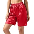 thumbnail image 5 of Puyaiuu Womens Ice Silk Satin Bermuda Shorts Elastic High Waist Loose Fit Plus Size Casual Loungewear Pants Lightweight Comfort Sleep Shorts For Summer Daily Wear, 5 of 8