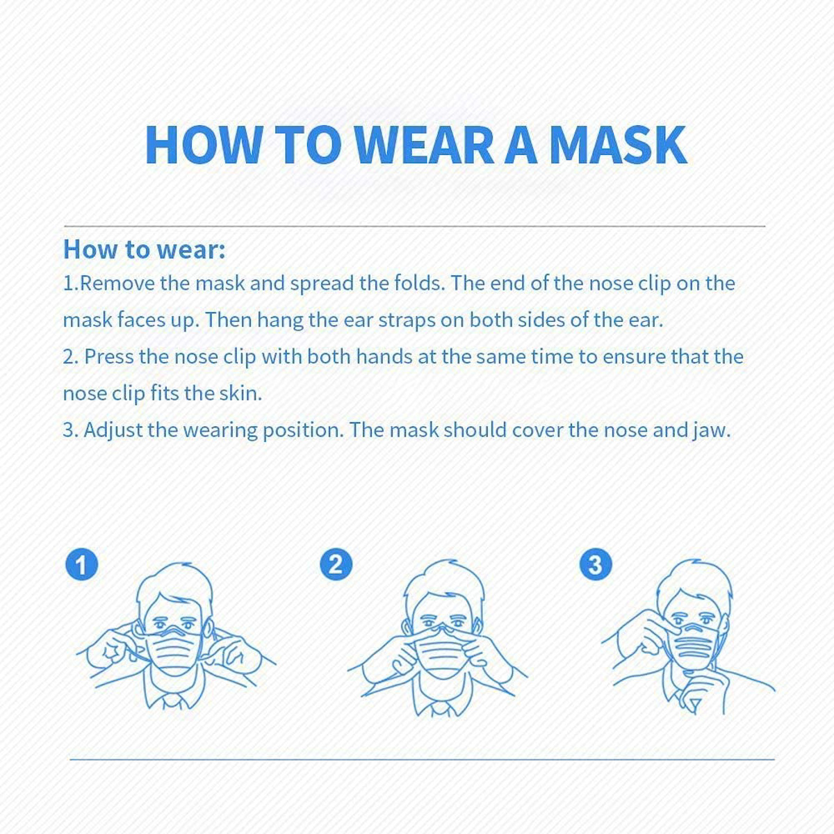 100pk Disposable Face Mask for Adults, 3 Layer Protective Ear Loop Mouth Cover - image 3 of 6