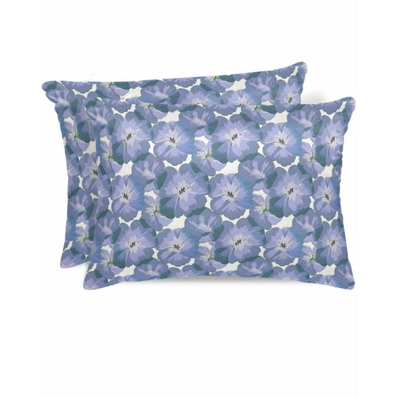 Hokiten King Size Pillow Cases Set of 2, Pillow Covers for Bed, Purple Flower Satin Pillowcases with Zipper for Hair/Skin, Pillow Protector Cover, Spring Floral Country Pastoral Garden 20x36 Inches