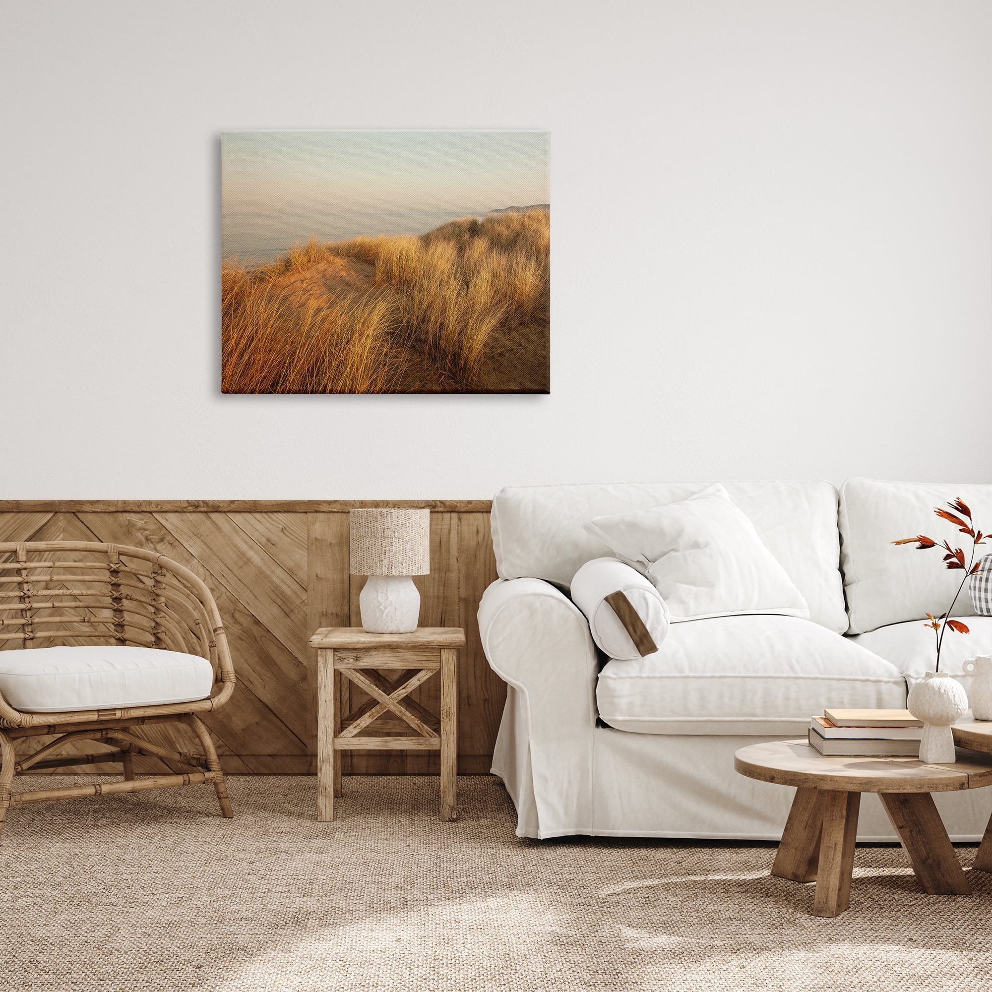 Stupell Indtries Ocean Cliff Sunset Sun Bleached Grass Seaside Photography,40 x 30,Design by Ian Winstanley