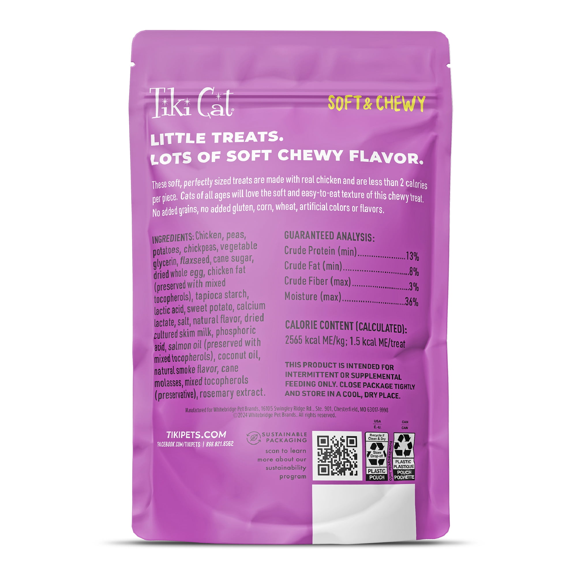 (6 pack) Tiki Cat Soft & Chewy Chicken Flavor Treats, 6 oz. Bag