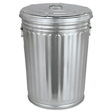 Magnolia Brush Pre-galvanized Garbage Can with Lid, Round, Steel, 20 gal, Gray