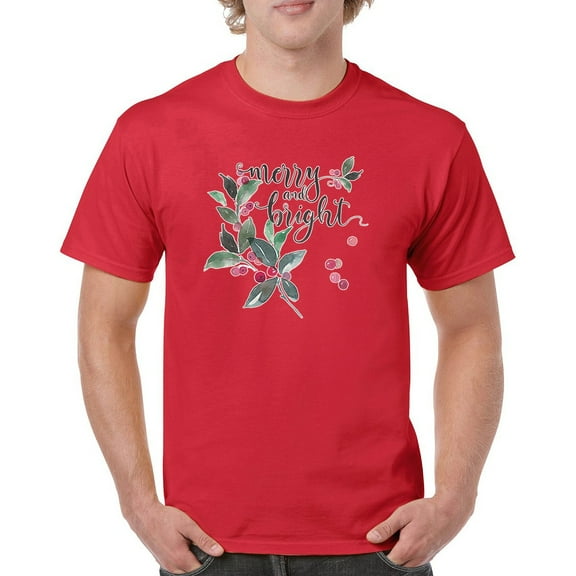 Tee Hunt Merry and Bright Cute Christmas T-Shirt Jolly Santa Xmas Men's Tee