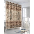 thumbnail image 3 of Fsddascl Brown Geometric Shower Curtain Set - 60" x 72" Washable Bathtub Curtain with 12 Hooks, Modern Ethnic Southwest Vintage Waterproof Fabric Stall Shower Curtains for Bathroom/Bathtub Décor, 3 of 6