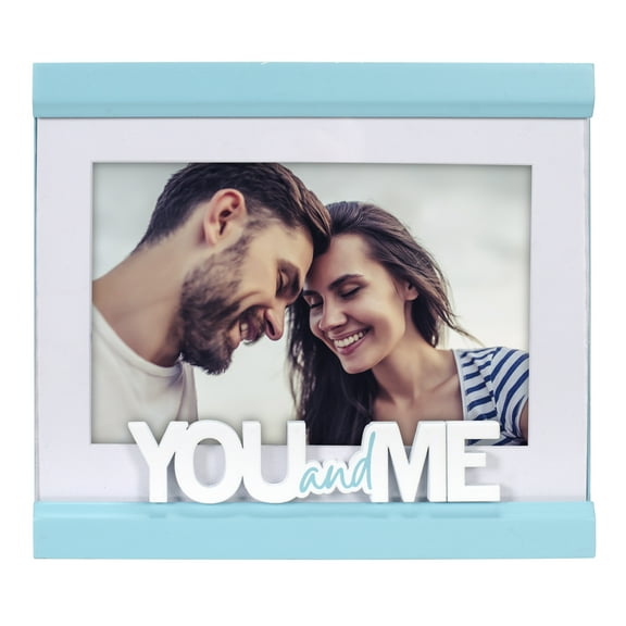 Malden International Designs You And Me 4x6 Sky Blue Matted Attachment Shelf Picture Frame