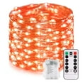 thumbnail image 1 of Battery Operated Fairy Lights with Remote, 33FT 100 LED Twinkle Lights Timer Waterproof 8 Modes Outdoor Firefly Starry String Lights for Bedroom Christmas Wedding Party Home Decor, Orange, 1 of 14