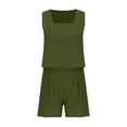 thumbnail image 5 of Patlollav Womens 2 Piece Outfits Sleeveless Crop Top Shorts Set With Pockets, 5 of 6