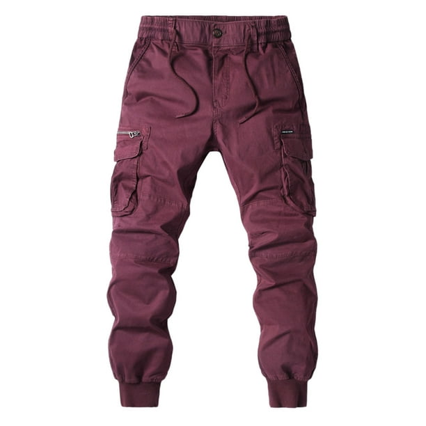 Red Mens Cargo Shorts Four Seasons Mens Plus Size Pants Fashion ...