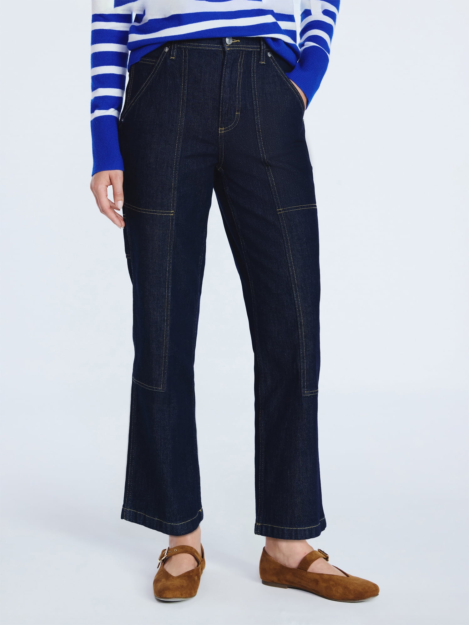 Free Assembly Women's Cropped Carpenter Barrel Jeans, 27