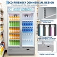 thumbnail image 3 of 34.8 Cu.ft Commercial Beverage Fridge, Double Glass Door Display Refrigerator with Adjustable Shelves, Customizable LED Lightbox & Frost-Free System, Beverage Cooler for Restaurant Bar Store, Silver, 3 of 8