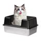 thumbnail image 1 of Yeshouse Arenero de acero inoxidable de gran tamaño con tapa, resistente a olores y salpicaduras, con bandeja y pala extraíbles. Inodoro antideslizante y duradero para gatitos y gatos adultos, 1 of 9