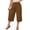 Coffee, variant on Women's Plus Size High Waisted Capri Pants Loose Fit Casual Wide Leg Trousers Elastic Waist Summer Pants with Pockets Solid Color