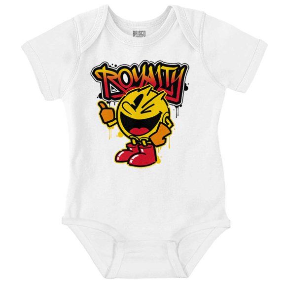 PACMAN Video Arcade Game Royalty Romper Boys or Girls Infant Baby Brisco Brands NB