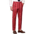 thumbnail image 4 of INSPIRE CHIC Men's Striped Slim Fit Contrast Color Drawstring Dress Pants 28 Red, 4 of 6
